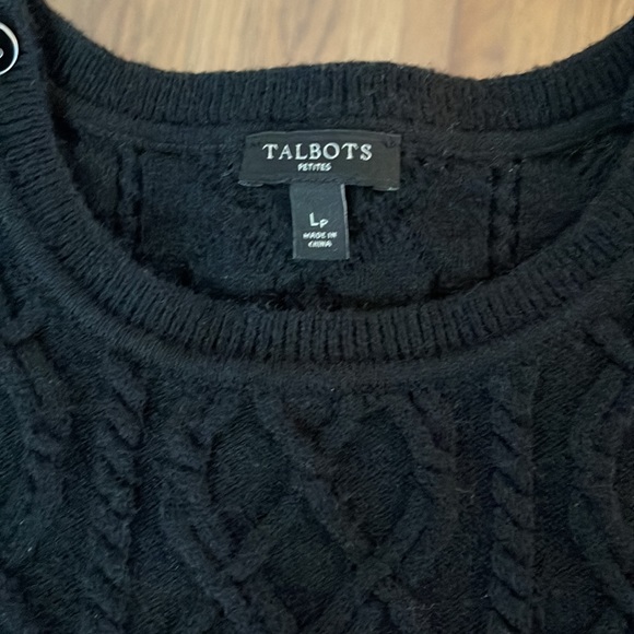 Talbots Women’s Cable Knit Sweater Size Lp Black Lambs Wool Blend. - Picture 2 of 4